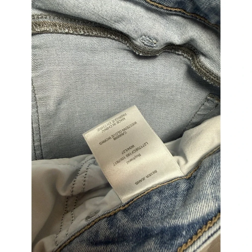 Silver Jeans Co Boyfriend Jeans Womens 34x27 Light Wash Stretch Raw Hem Denim
